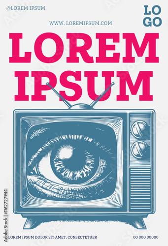 Vintage styled mystic TV poster or flyer design template with retro psychedelic composition electric and TV show or live concert or performance poster 01