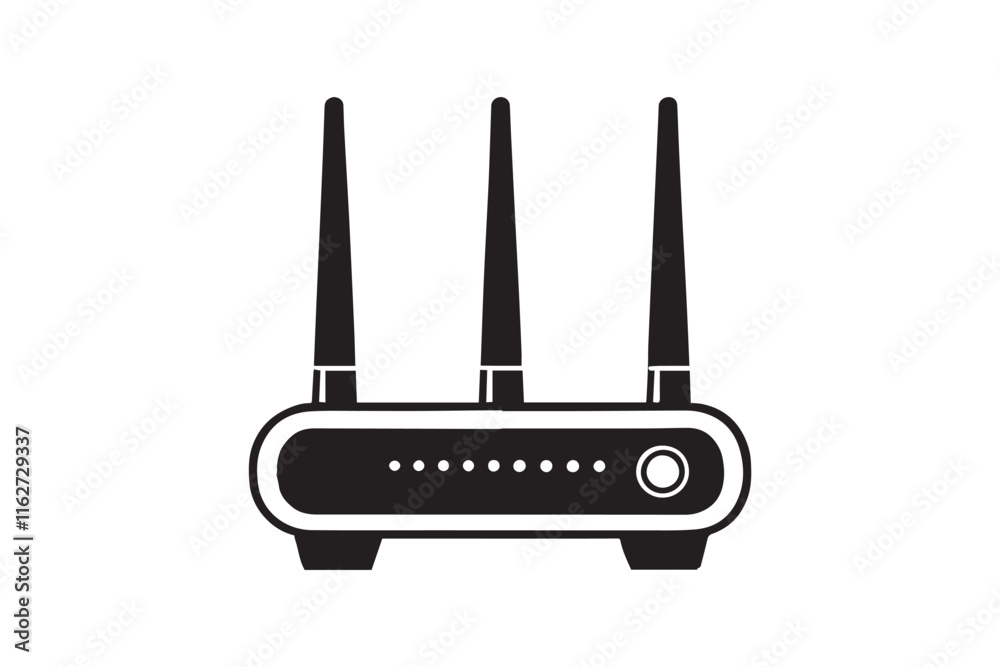 simple black an white wi-fi router  vector silhouette isolated on a white background