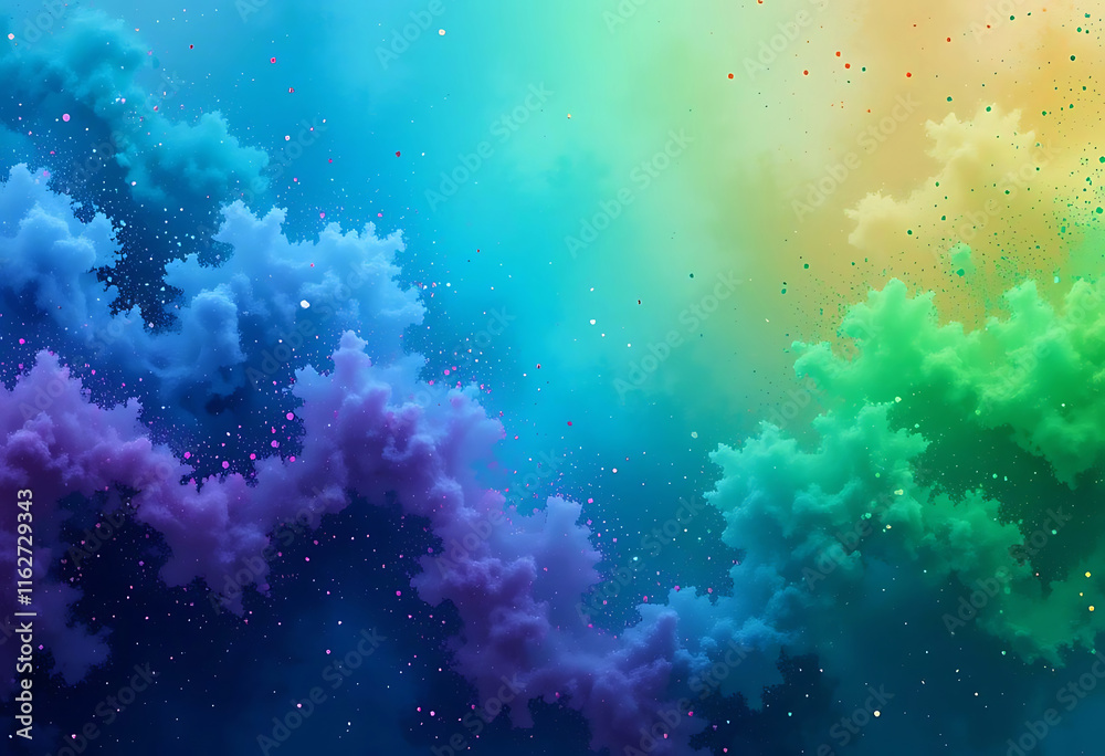 Naklejka premium Dynamic Blue, Pink, and Neon Green Gradient with Textured Grain Overlay Background Design