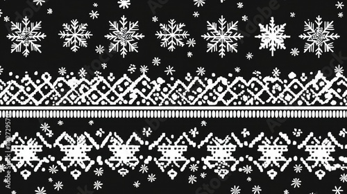 Black and white patterned Christmas sweater design, perfect for cozy winter apparel themes