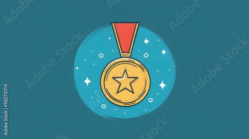 Gold Medal Award Star Achievement Recognition Success