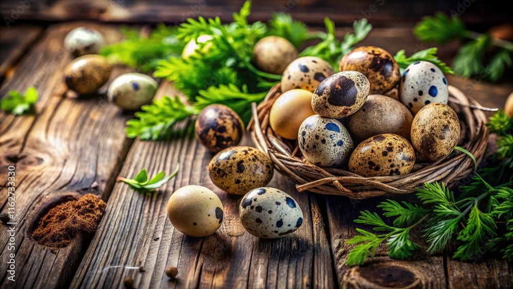 Group of Uncrippled and Broken Quail Eggs in Natural Setting - Perfect for Culinary, Farm, and Nature Themes Group of Uncrippled and Broken Quail Eggs in Natural Setting - Perfect for Culinary, Farm, and Nature Themes