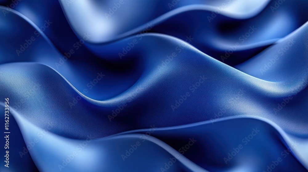 Flowing blue satin fabric with soft folds. Flowing blue satin fabric with soft folds.