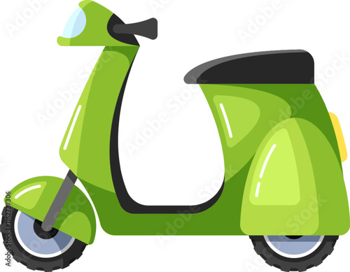 Green scooter motorcycle vector illustration