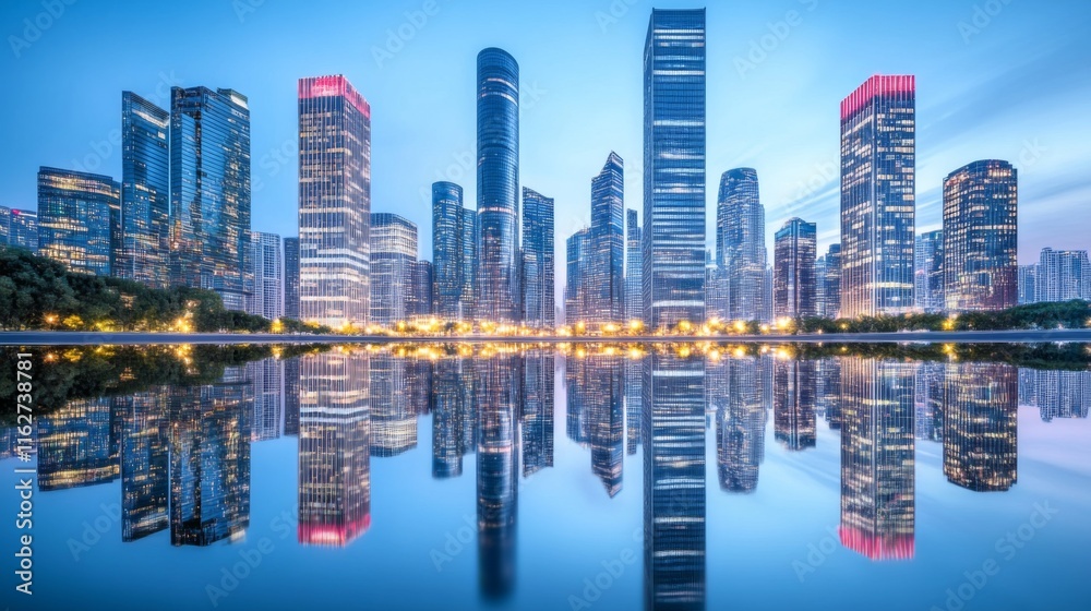 Fototapeta premium Vibrant Cityscape at Night with Glowing Lights