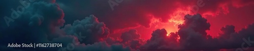 dark stormy sky with thick red black smoke clouds, wild, gloomy