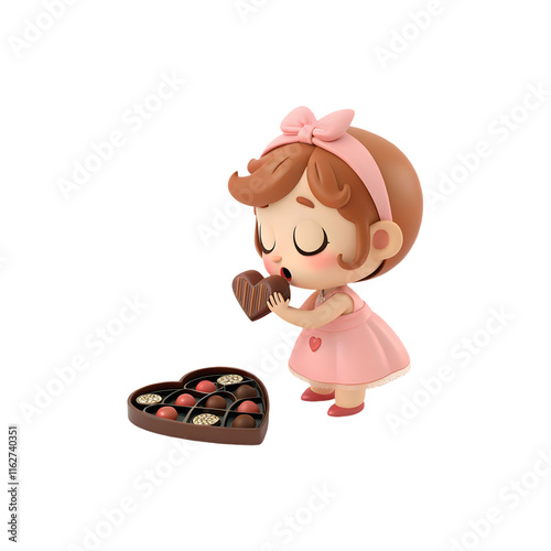 Sweet Valentines Cartoon Holding Stylish Chocolate box