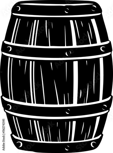 Illustration of a Wooden Barrel
