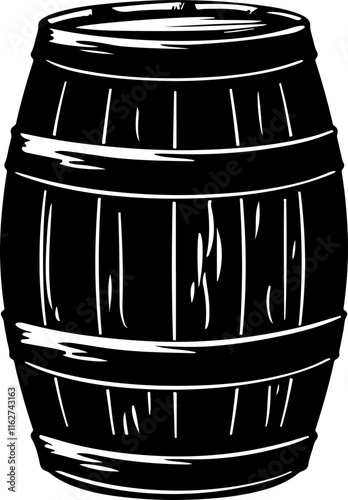 Illustration of a Wooden Barrel