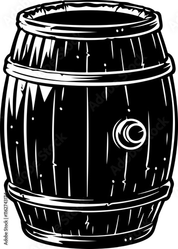 Illustration of a Wooden Barrel