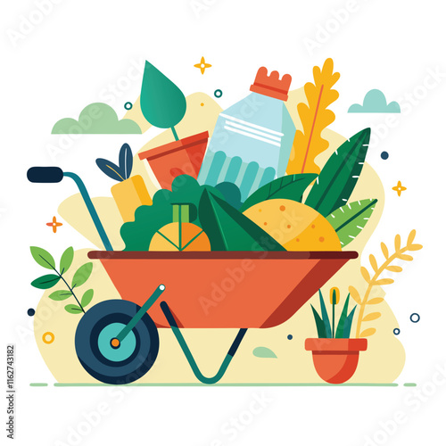  wheelbarrow vector illustration