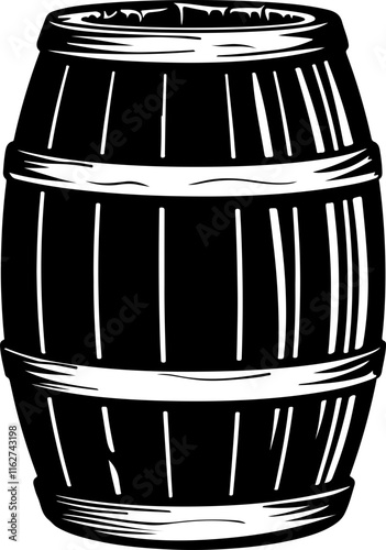 Illustration of a Wooden Barrel