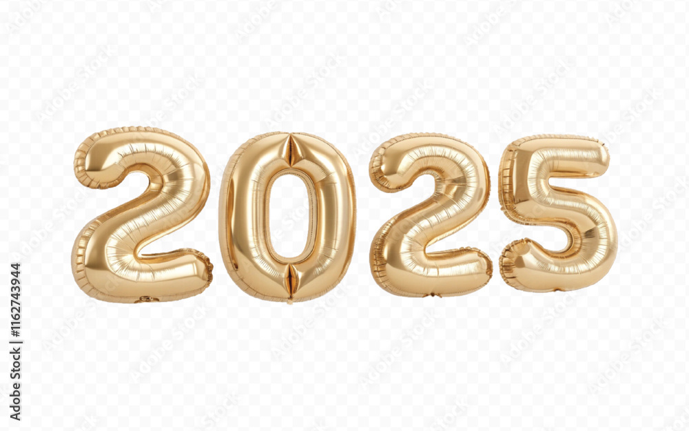 abstract 3d 2025 text made with different golden colour hellium balloons isolated on white background abstract 3d 2025 text made with different golden colour hellium balloons isolated on white background