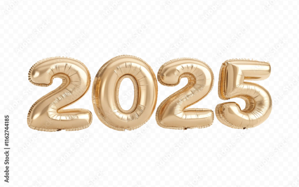 abstract 3d 2025 text made with different golden colour hellium balloons isolated on white background abstract 3d 2025 text made with different golden colour hellium balloons isolated on white background