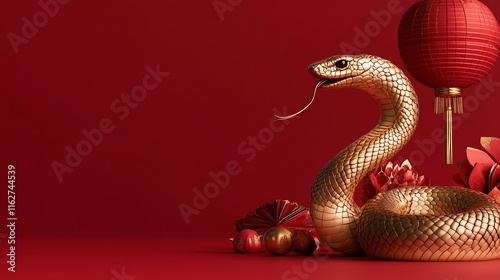 Golden snake illustration symbolizing the Year of the Snake photo