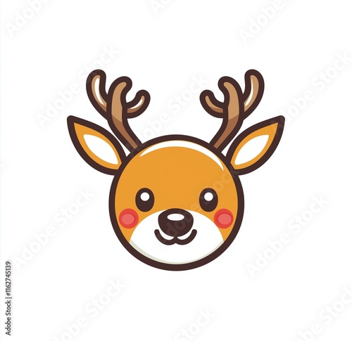 Wallpaper Mural 
Cute flat Christmas reindeer face icon on a white background, simple design, simple color palette, minimalist style, vector illustration, professional t-shirt logo design, solid outline stroke. Torontodigital.ca