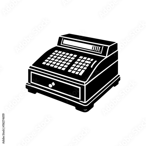 silhouette illustration of a cash register, vector illustration