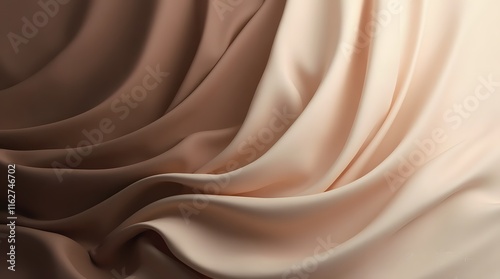 Black dark light pastel dusty pale soft brown sepia beige nude white abstract background. Silk satin fabric. Curtain drapery flowing line stripe. Gradient. Mocha mousse color 2025. Beautiful elegant photo