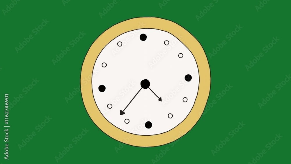 Green Screen wall clock animation Round watch time face Stopwatch timer timelapse spinning turning video animation