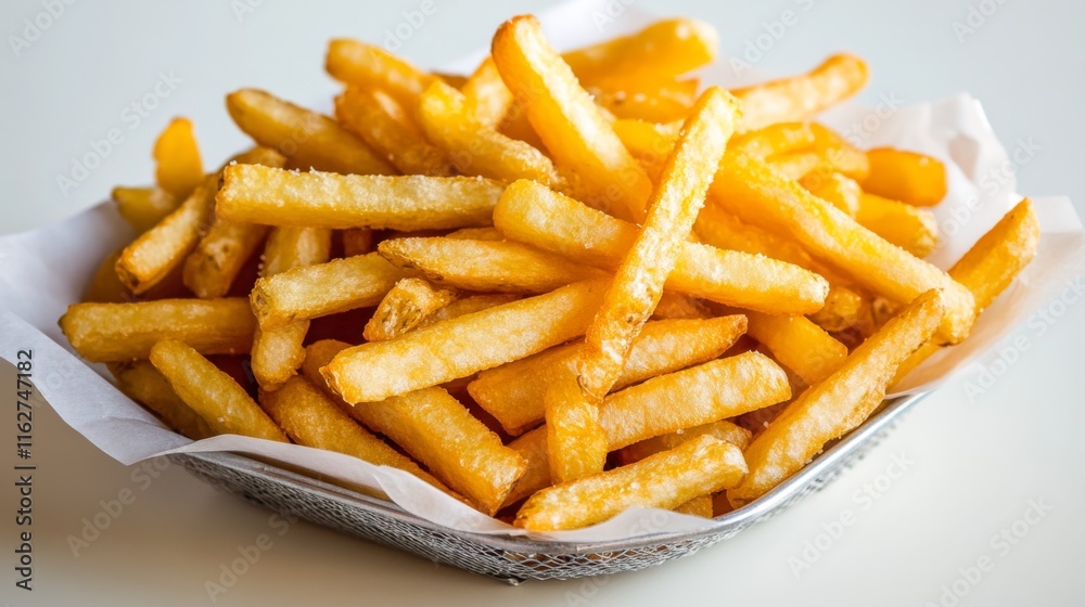 Colorful Presentation of Warm Fries on White Background Colorful Presentation of Warm Fries on White Background