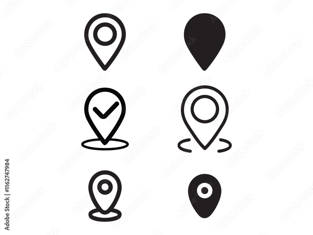 set of map pointers illustration