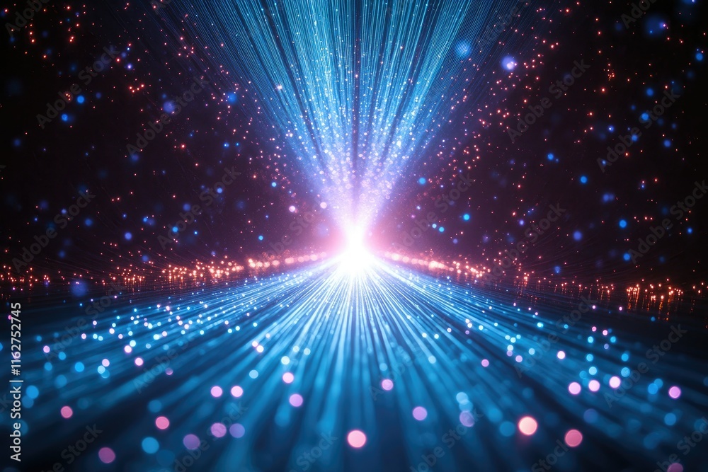 A high-tech view of electromagnetic waves traveling through fiber-optic cables, glowing in vivid blues and purples,copy space background A high-tech view of electromagnetic waves traveling through fiber-optic cables, glowing in vivid blues and purples,copy space background