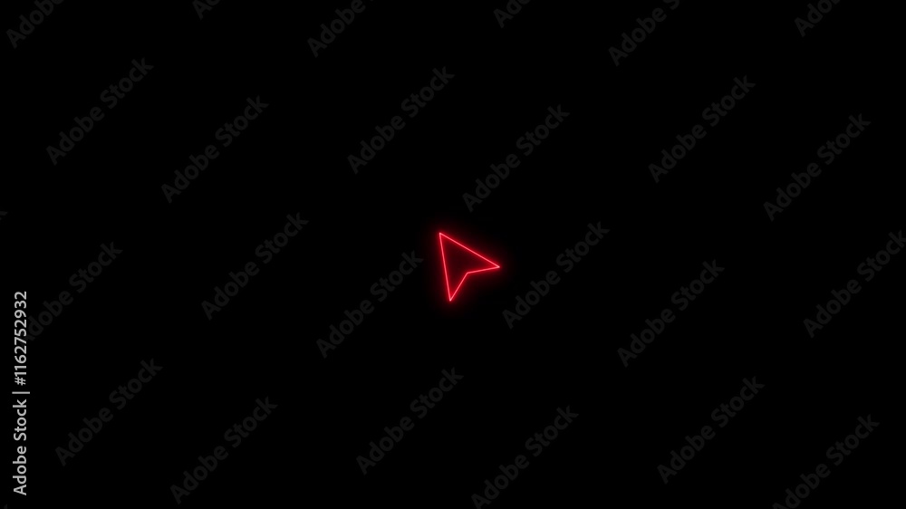 Neon Cursor icon. neon glowing Mouse click cursor symbol. Stock Video ...