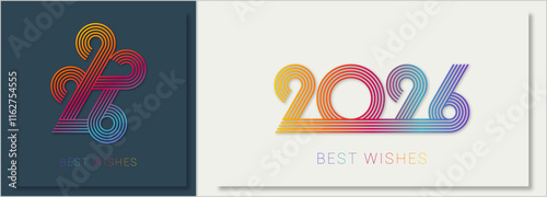 Happy new year - best wishes 2026 with colorful number. Perfect vector for poster banner greeting and new year 2026 celebration.