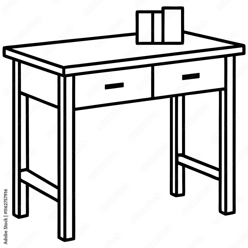 Clean Line Art of a Study Table Clean Line Art of a Study Table