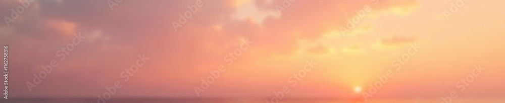 Obraz premium Gradient sunset sky with pink brown hues blending into creamy whites and soft golds, soft focus, evening sky