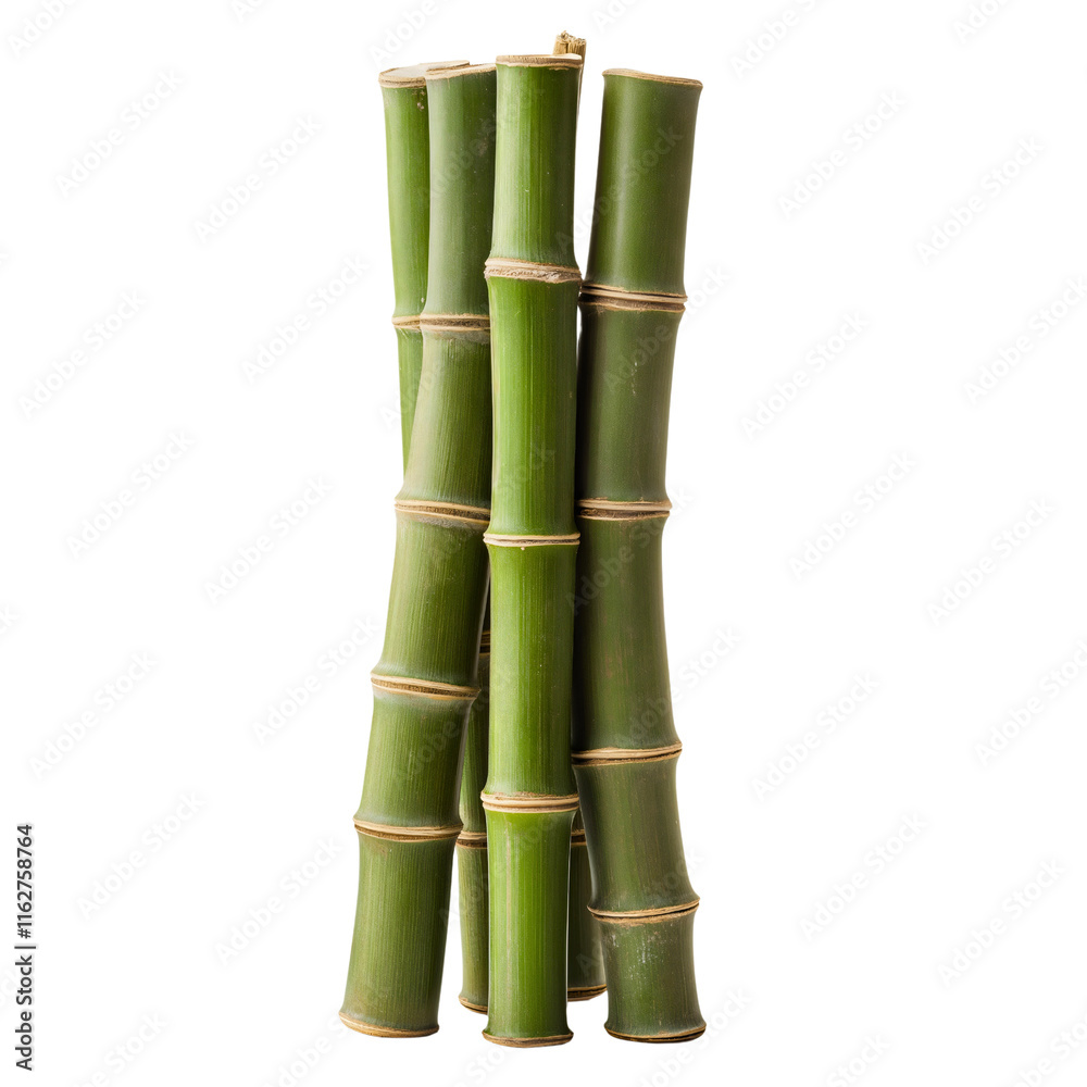 Fototapeta premium Green bamboo plant elements isolated design, Asian tropical forest stems collection, natural botanical illustration set