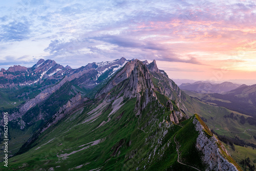 Schäfler Ridge at sunrise, Swiss Alps