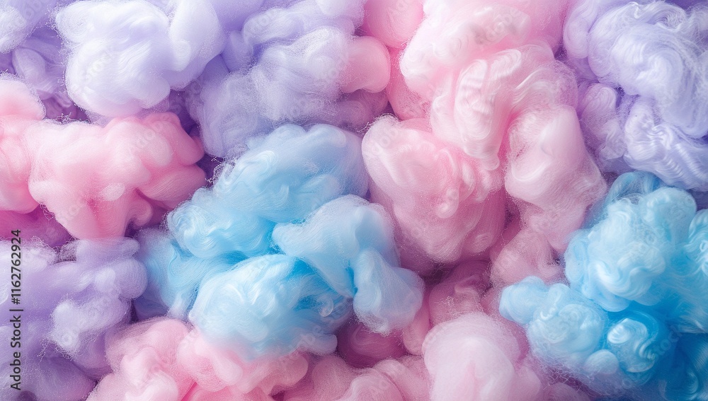 Fototapeta premium Dreamy pastel-colored ink swirls create a fluffy, abstract background. Perfect for designs needing a soft, whimsical touch.