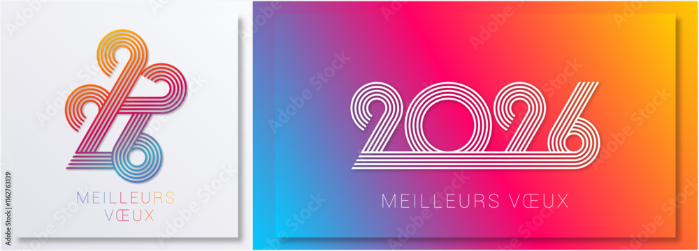 Bonne année - meilleurs vœux 2026 - vecteur pour affiche bannière salutation et célébration du nouvel an 2026.