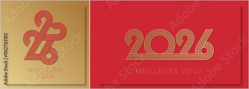 Bonne année - meilleurs vœux 2026 - vecteur pour affiche bannière salutation et célébration du nouvel an 2026.