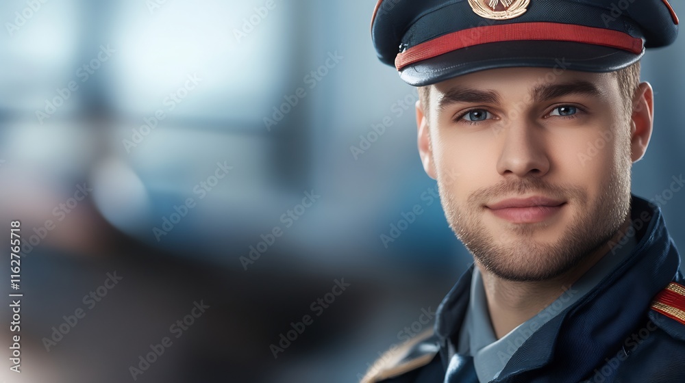 Close-up Photo: Confident Officer Calmly Posing in Uniform. AI Generated Close-up Photo: Confident Officer Calmly Posing in Uniform. AI Generated