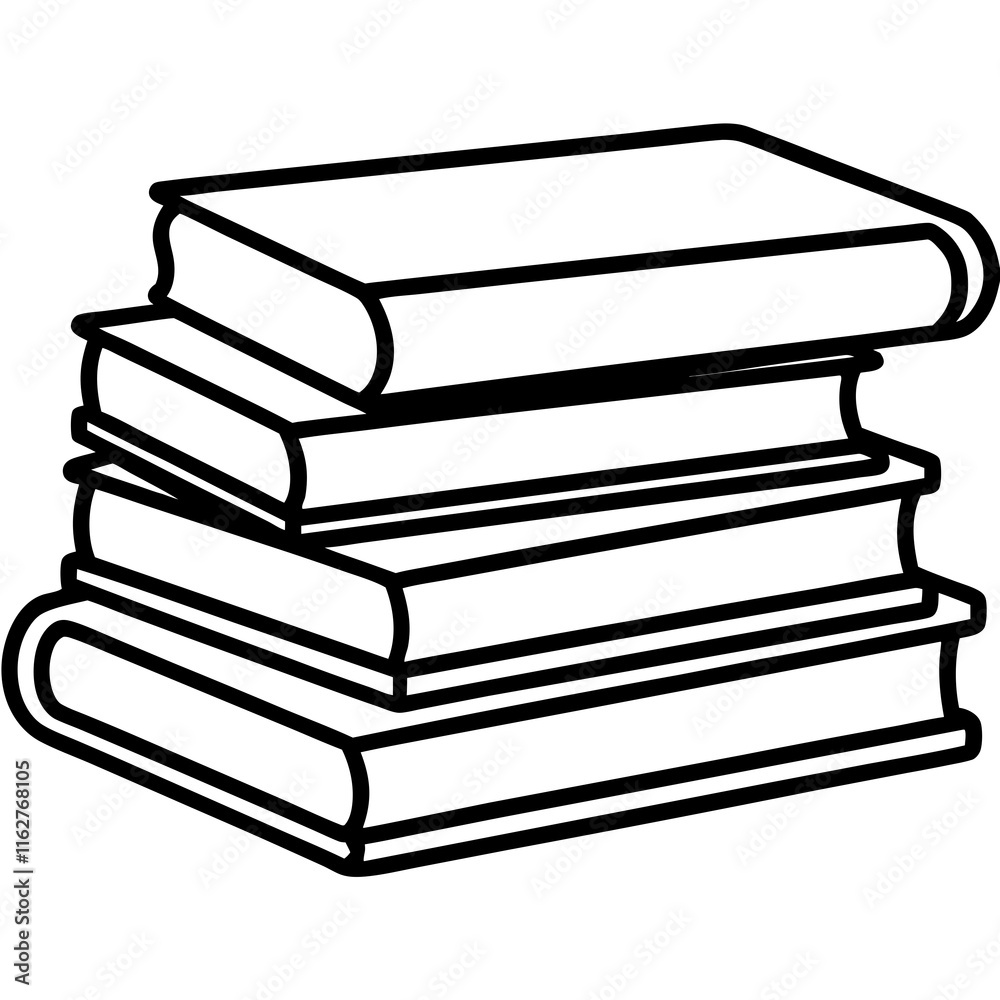 Elegant Book Stack Vector Illustration in Line Art Elegant Book Stack Vector Illustration in Line Art