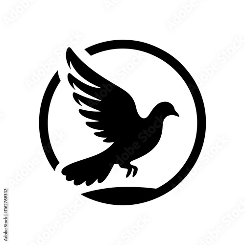 Flying dove logo silhouette vector illustration design on white background.