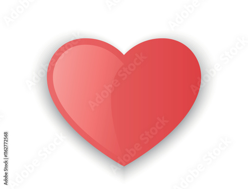 Red voluminous heart. Love symbol. Isolated vector element for valentines day design