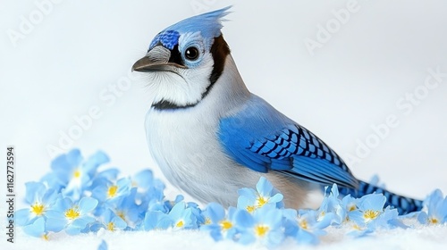 Nature-inspired blue hues Blue jay feathers scatter gently photo