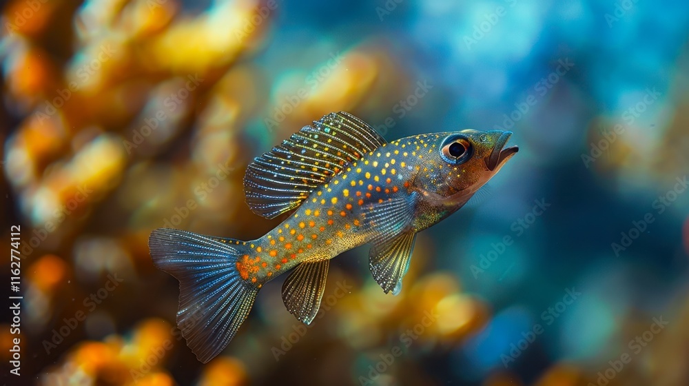 A vibrant underwater scene features a colorful fish swimming gracefully among blurred corals, ideal for aquatic themes, marine life education, and nature conservation projects, A vibrant underwater scene features a colorful fish swimming gracefully among blurred corals, ideal for aquatic themes, marine life education, and nature conservation projects,
