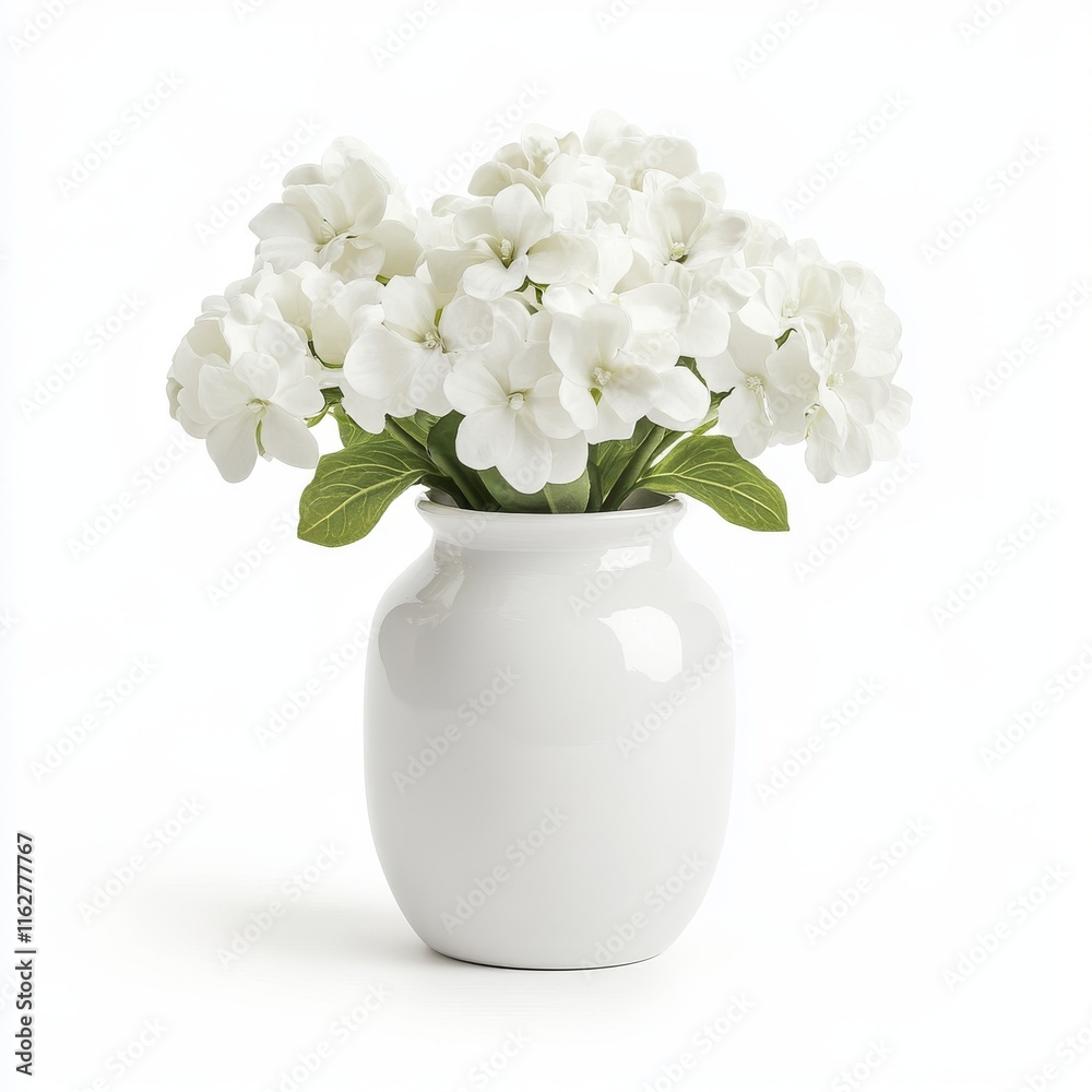 Fototapeta premium A beautiful arrangement of white flowers in a simple, elegant vase, adding a touch of freshness and tranquility to any space.