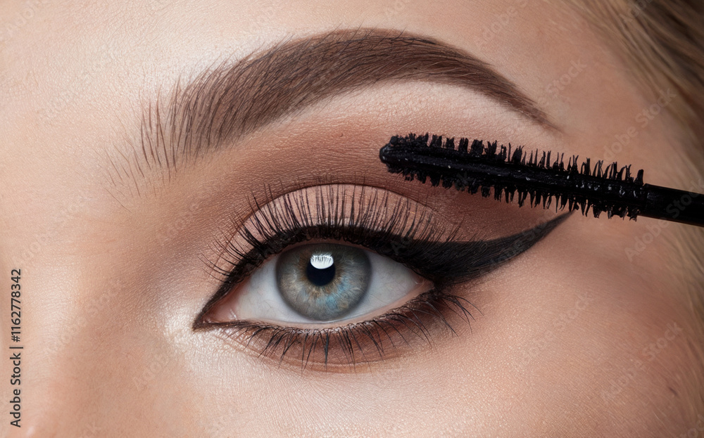 Obraz premium Close-Up Woman Eye Winged Eyeliner Mascara
