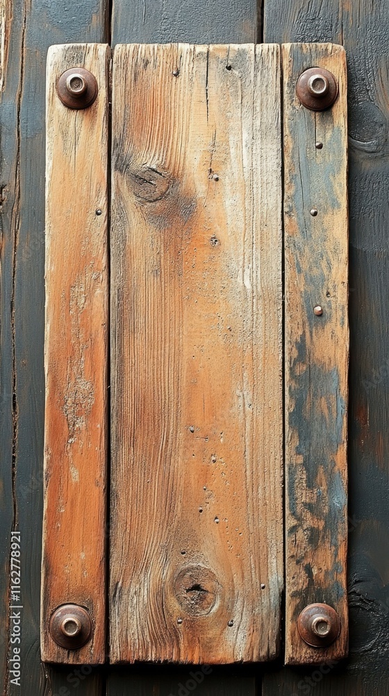 Fototapeta premium Antique Entrance. Rustic wooden door with metal bolts vintage style cl