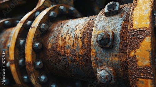Rusty Oil and Gas Pipeline Junction with Welded Segments