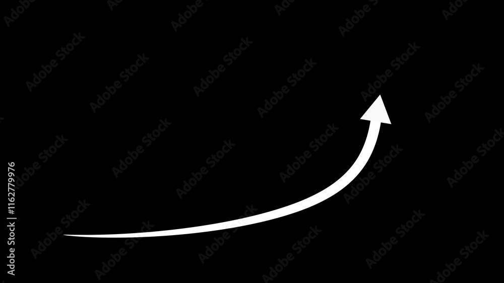 custom made wallpaper toronto digitalGrowth up curved arrow animation, Rising price arrow concept on black background.