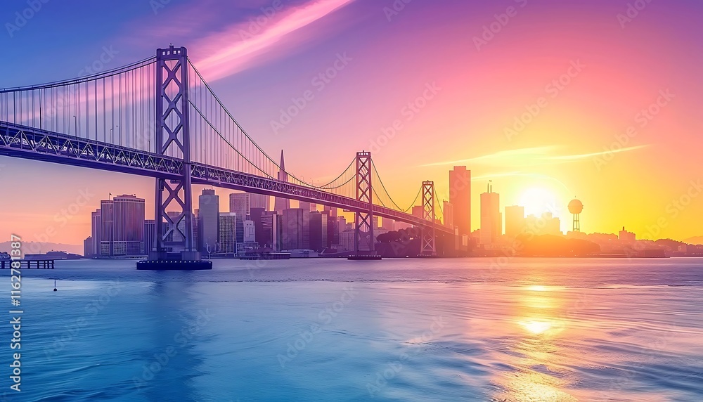 Beautiful cityscape and skyline of San Francisco at sunset, USA Beautiful cityscape and skyline of San Francisco at sunset, USA