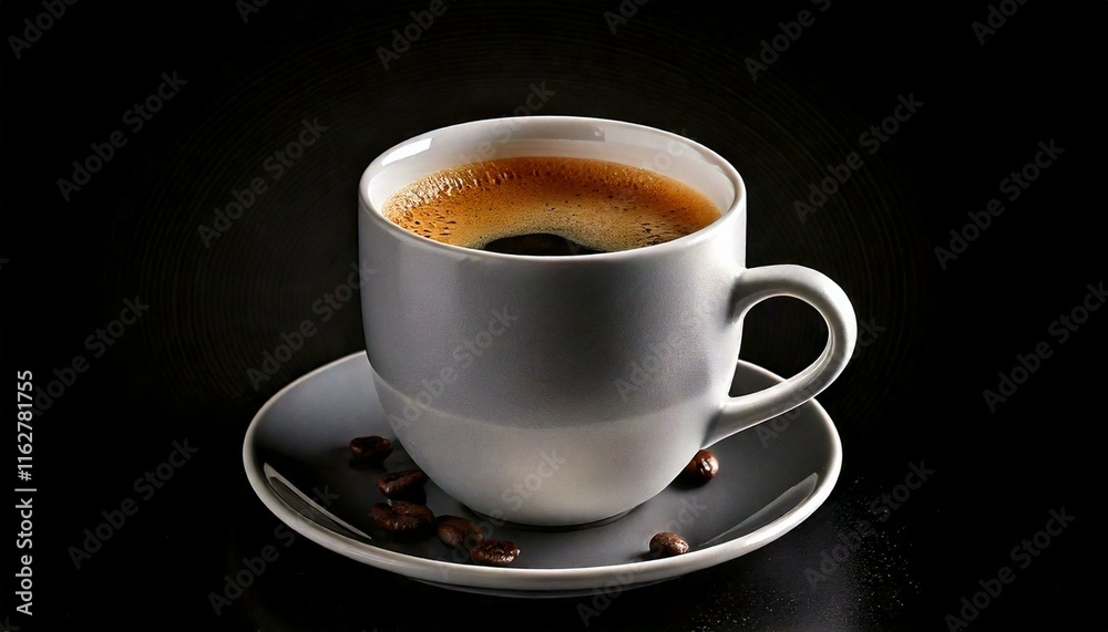 Naklejka premium Cup Of Coffee in front of a black background