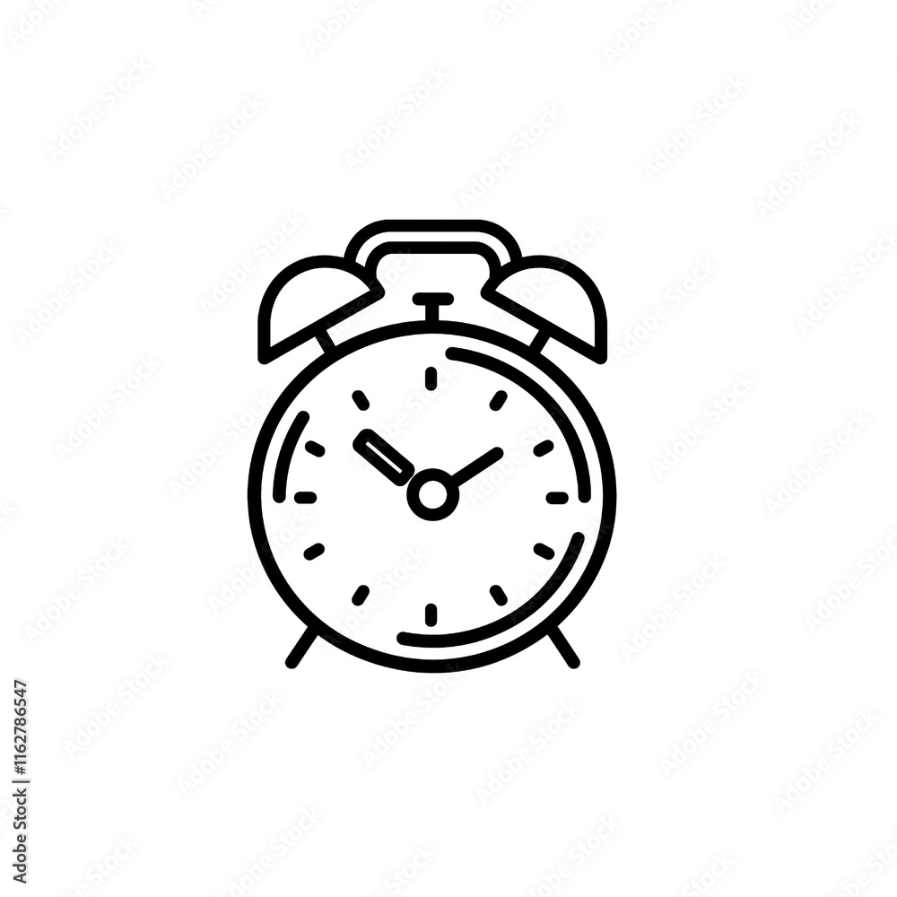 Time clock outline icon with linear design, alarm symbol in thin line style, simple timer pictogram concept, vintage watch graphic element Time clock outline icon with linear design, alarm symbol in thin line style, simple timer pictogram concept, vintage watch graphic element