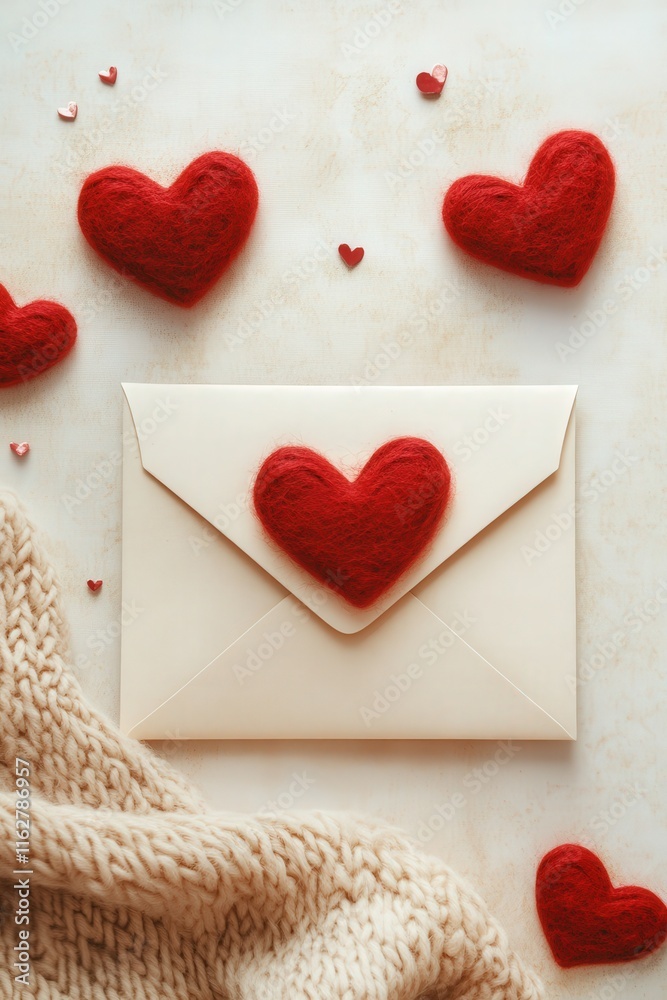 Fototapeta premium beautiful envelope and hearts for Valentine's Day. in a beautiful atmosphere.